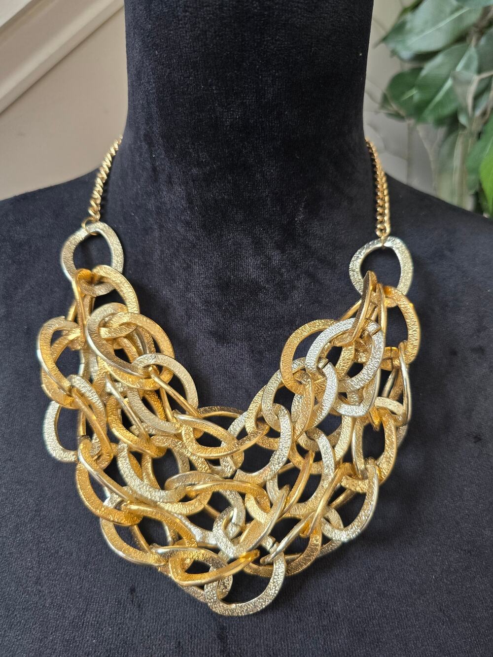 Gold Silver Multi Chain Statement Necklace